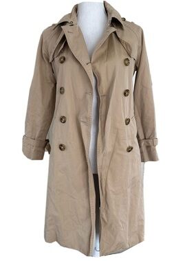 Women's Tan Double-Breasted Trench Coat